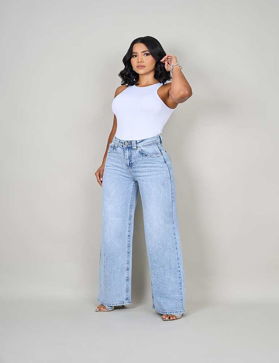Jeans Wide leg Brillos Mujer Most Wanted