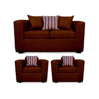 Juego de Living Elegant Detail Santa Fe Sofá 2 Cuerpos + Dos sillones 1 Cuerpo Café