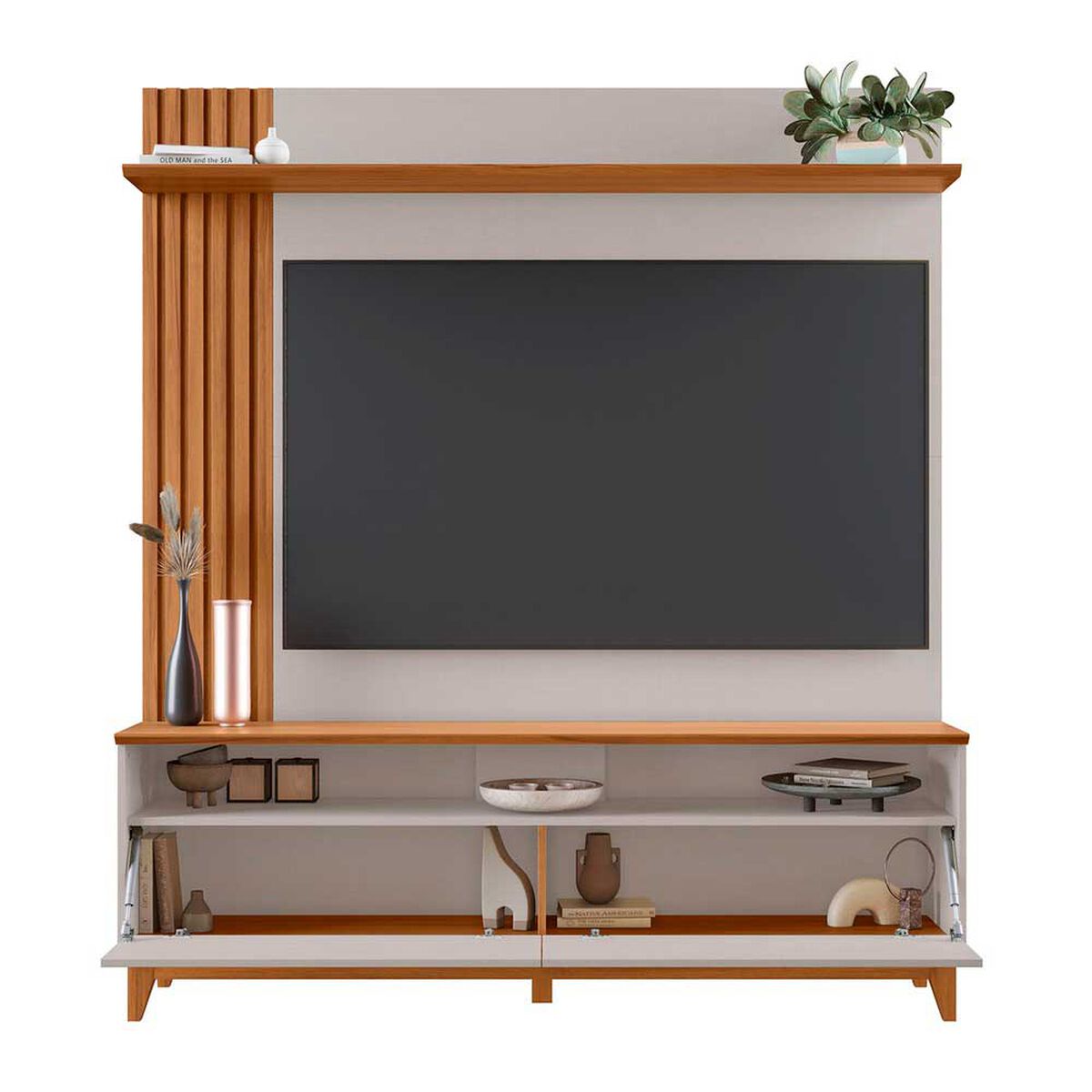 Estante TV Home Mobili Epta Hasta 54" Off White/Freijo