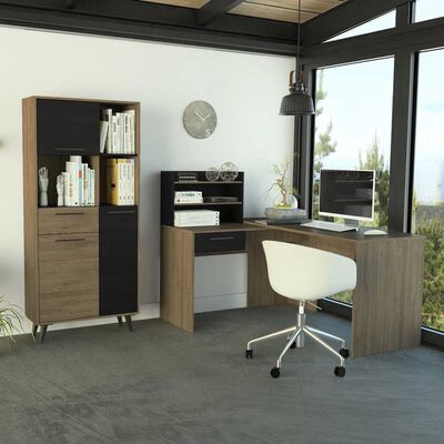 Imagen 1 del producto Escritorio + Biblioteca TuHome Bilbao Miel Wengue