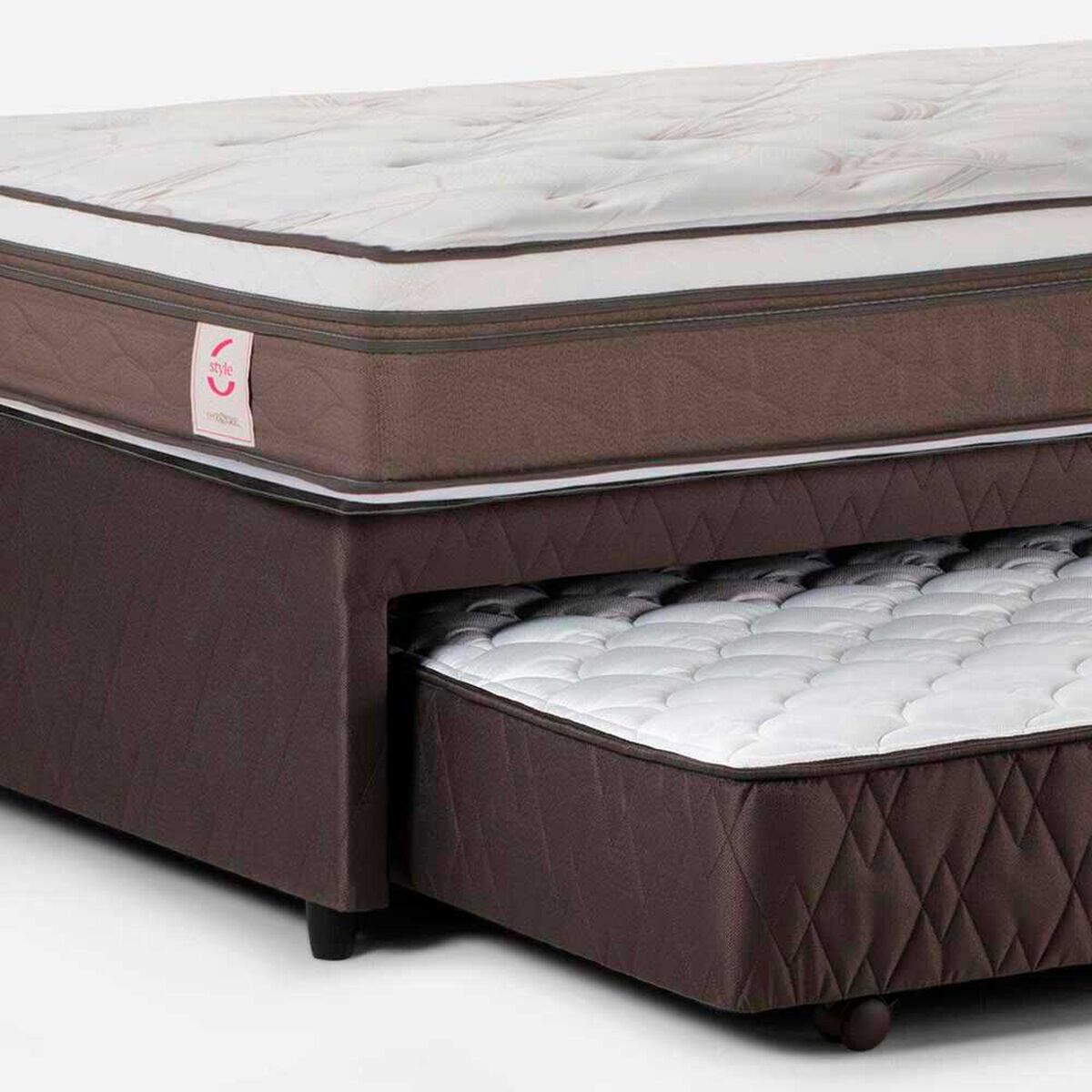 Cama Nido Rosen 1,5 Plazas New Style 6  + Respaldo Tabor Caramelo