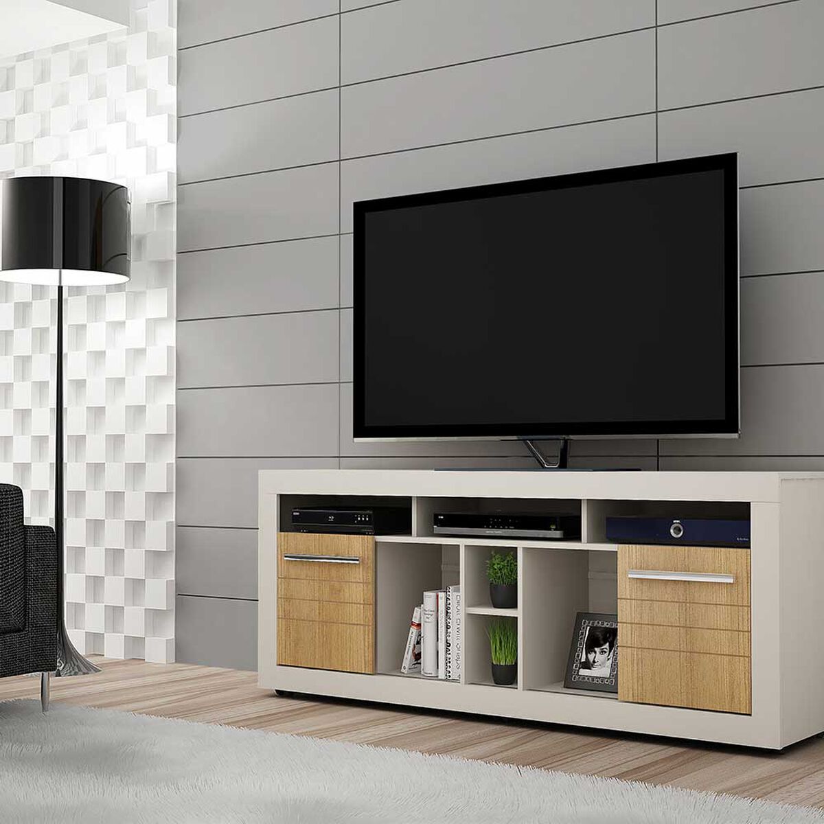 Rack TV Vekkahome Firenze Hasta 50" Blanco