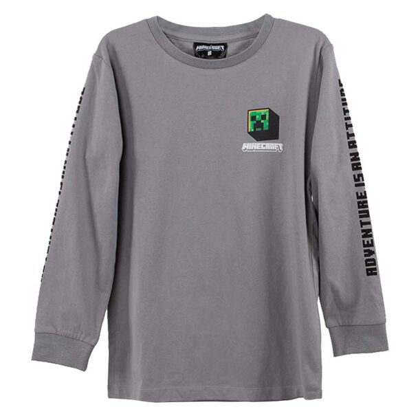 Polera Manga Larga de Algodón Niño Minecraft