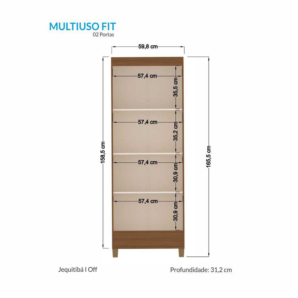 Clóset Casanova Fit 2 Puertas Jequitiba Blanco