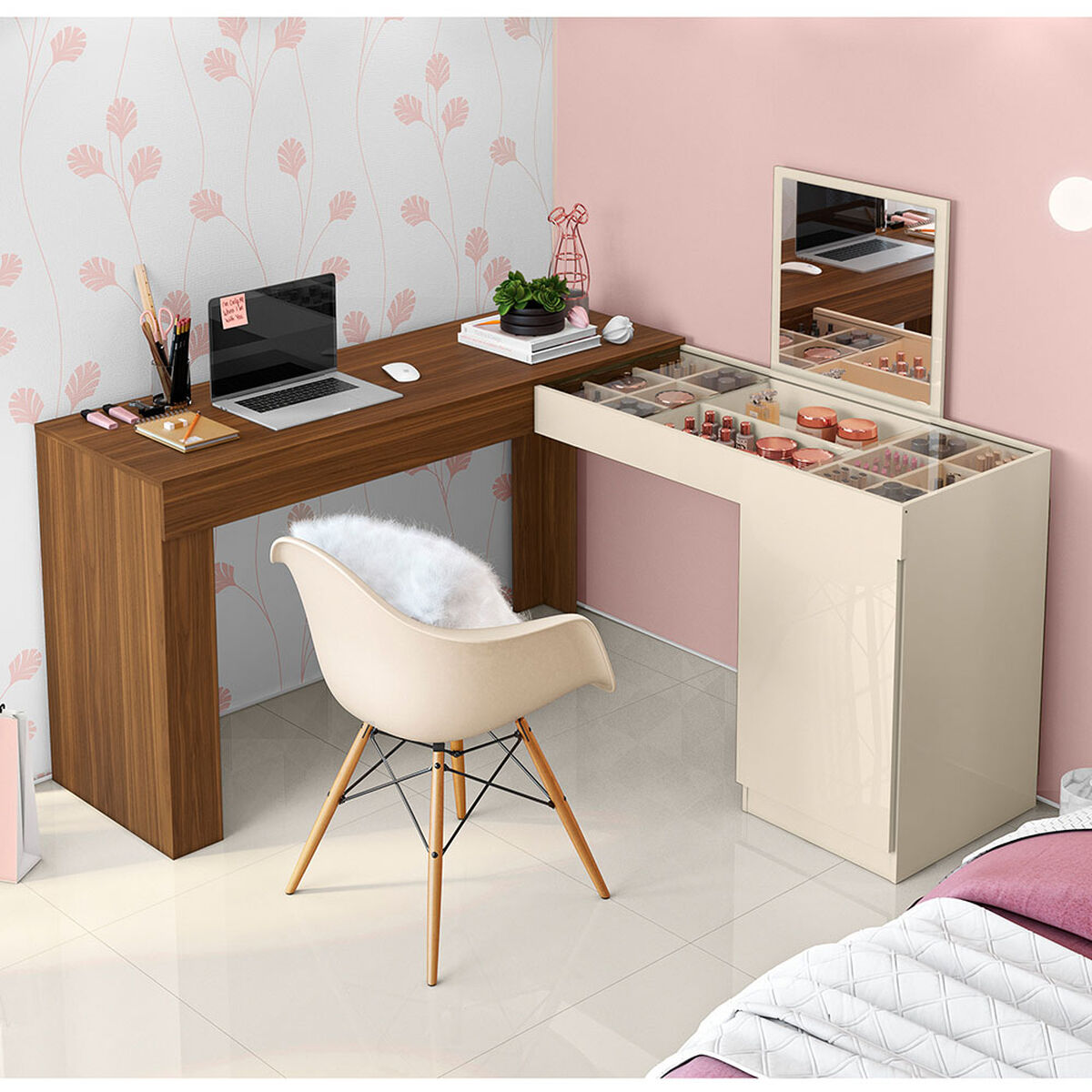 Tocador Favatex Kala Café / Blanco Natural