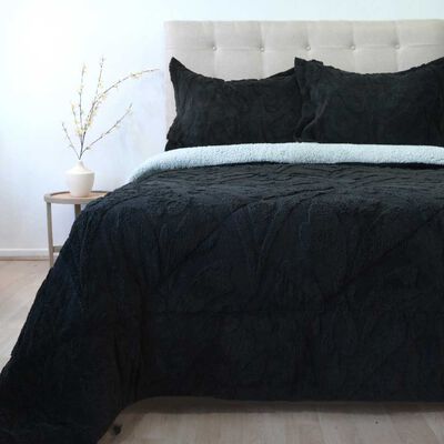 DORAL Cubrecama Doral King Jacquard Liso Negro
