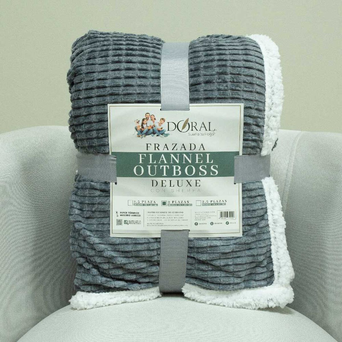 Frazada Doral 2 Plazas Flannel Outboss Sherpa D1