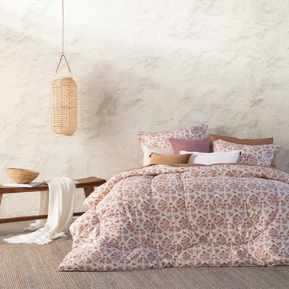 Plumón Estampado SoHome 1,5 Plazas Hatha Rosado