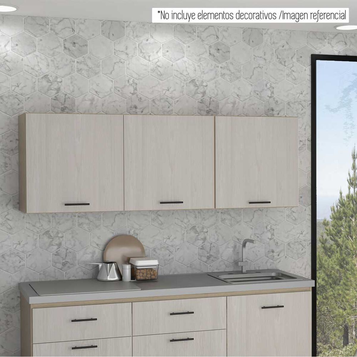 Mueble de Cocina Superior TuHome Gante 3 Puertas Rovere Niebla