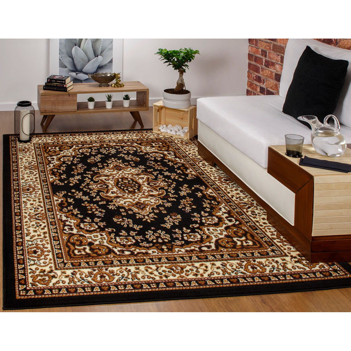 Alfombra Modalfo Kashan King 200 x 290 cm Negro