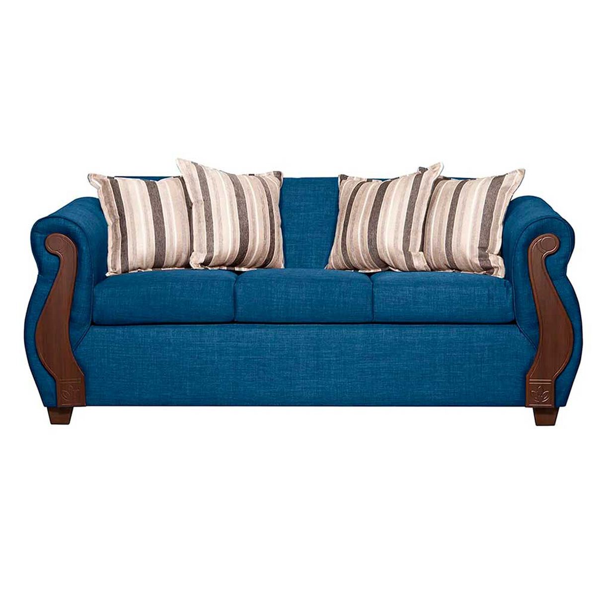 Juego de Living Ruzam Mobel Begoña Sofá 3 Cuerpos + Dos Sillones 1 Cuerpo Lino Azul