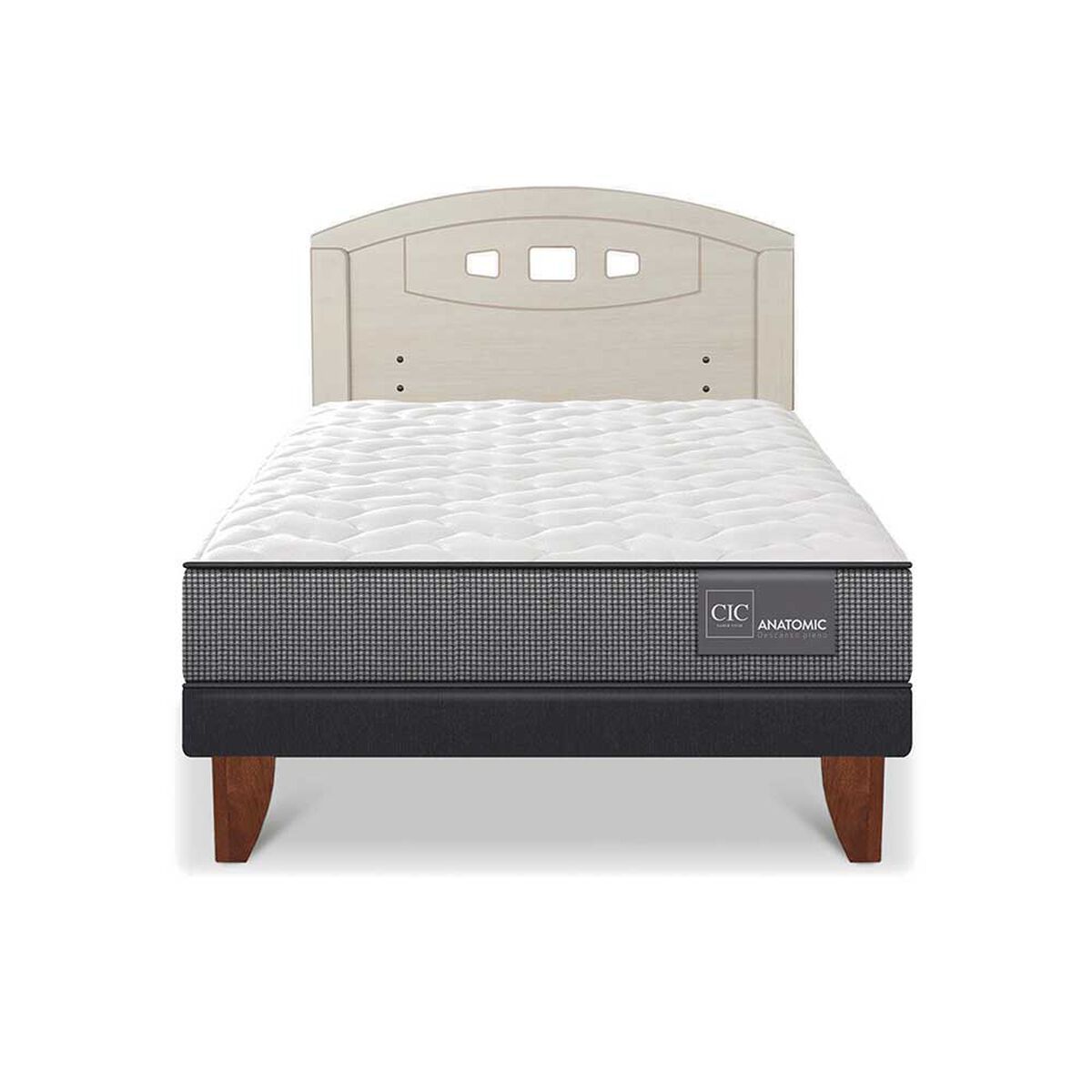 Cama Europea CIC 1,5 Plazas Anatomic + Respaldo Gales Alpino