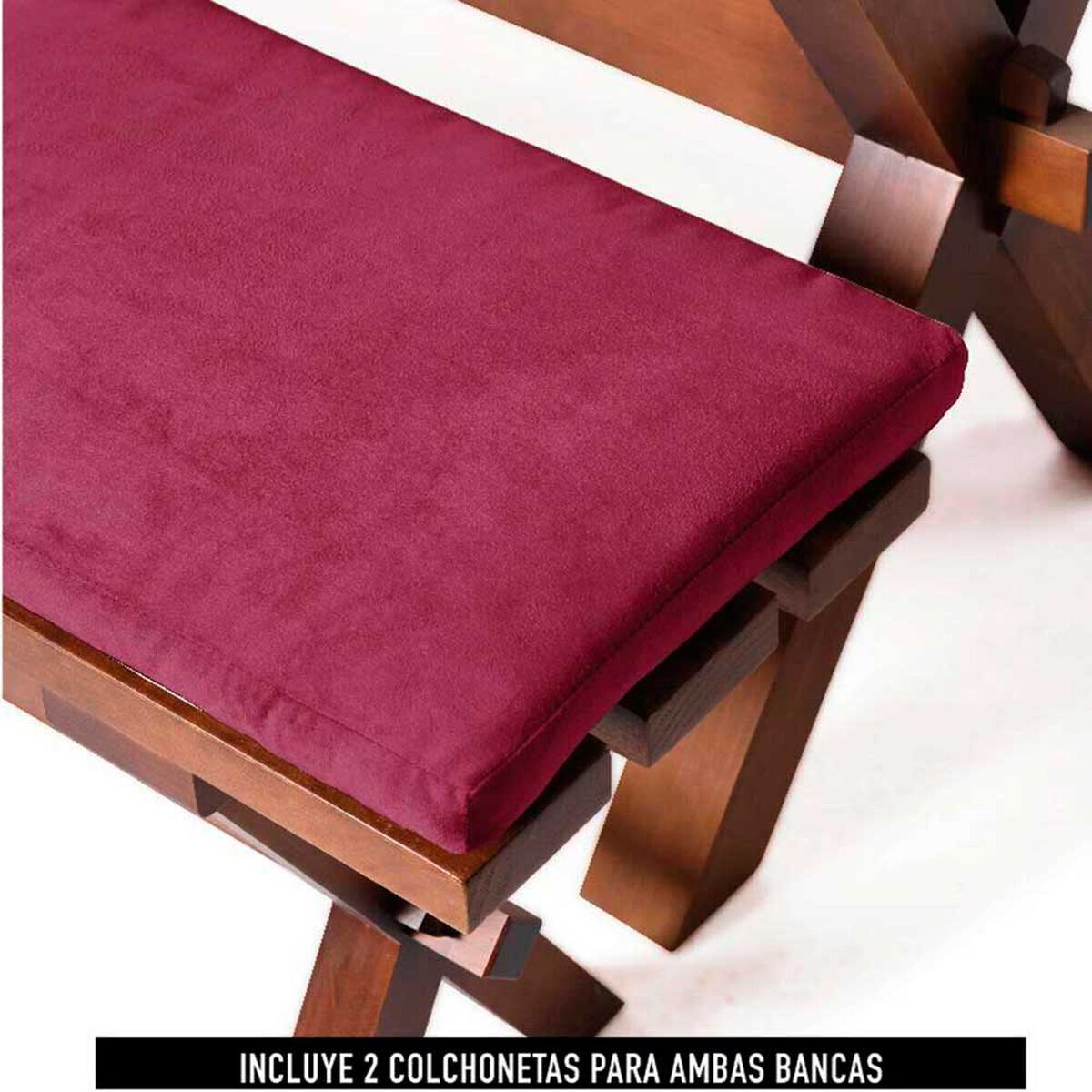 Juego de Comedor Latam Home Sevilla Murcia 2 Sillas + 2 Bancas Velvet Burdeo