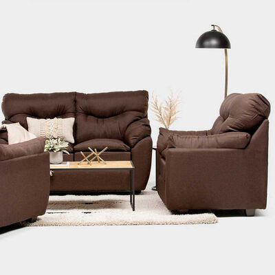 Imagen 2 del producto Juego de Living Almore Belén Sofá 2 Cuerpos + Dos Sillones 1 Cuerpo Café