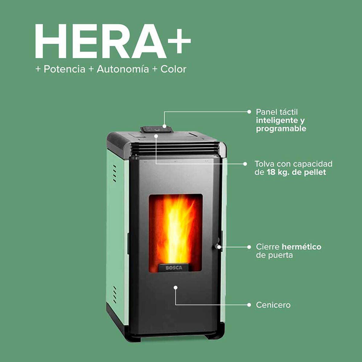 Estufa a Pellet Bosca Hera + Verde