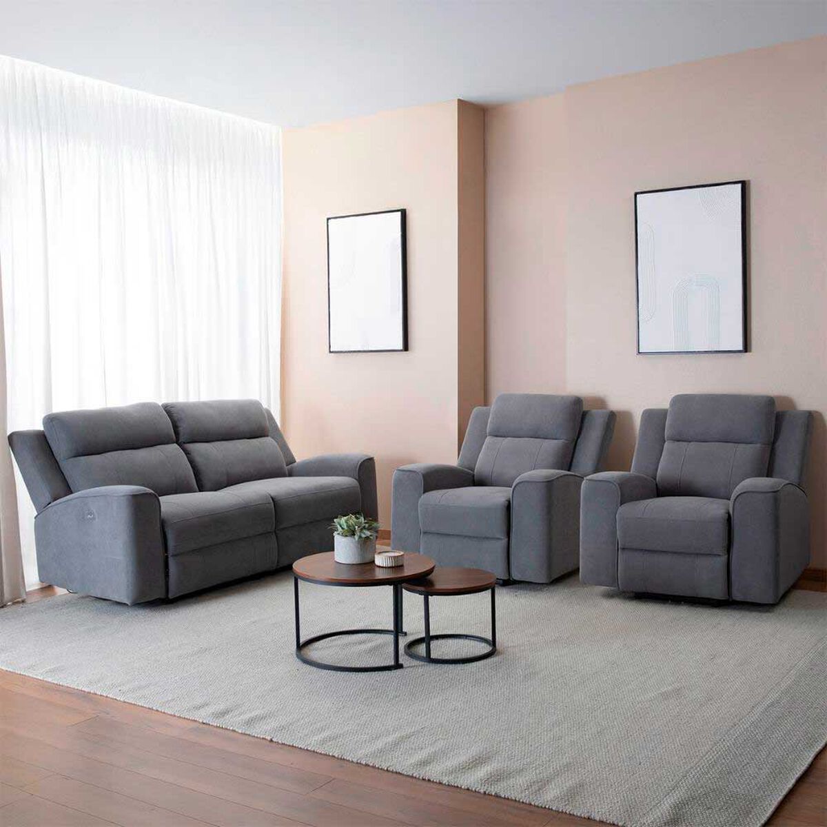 Sofá Reclinable Eléctrico Daniels SETKM807RS 4 Cuerpos Gris