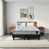 Combo Cama Europea Latam Home 2 Plazas Cannon BD Tela Palo Negro + Textil + Resp + 2 Veladore Orion