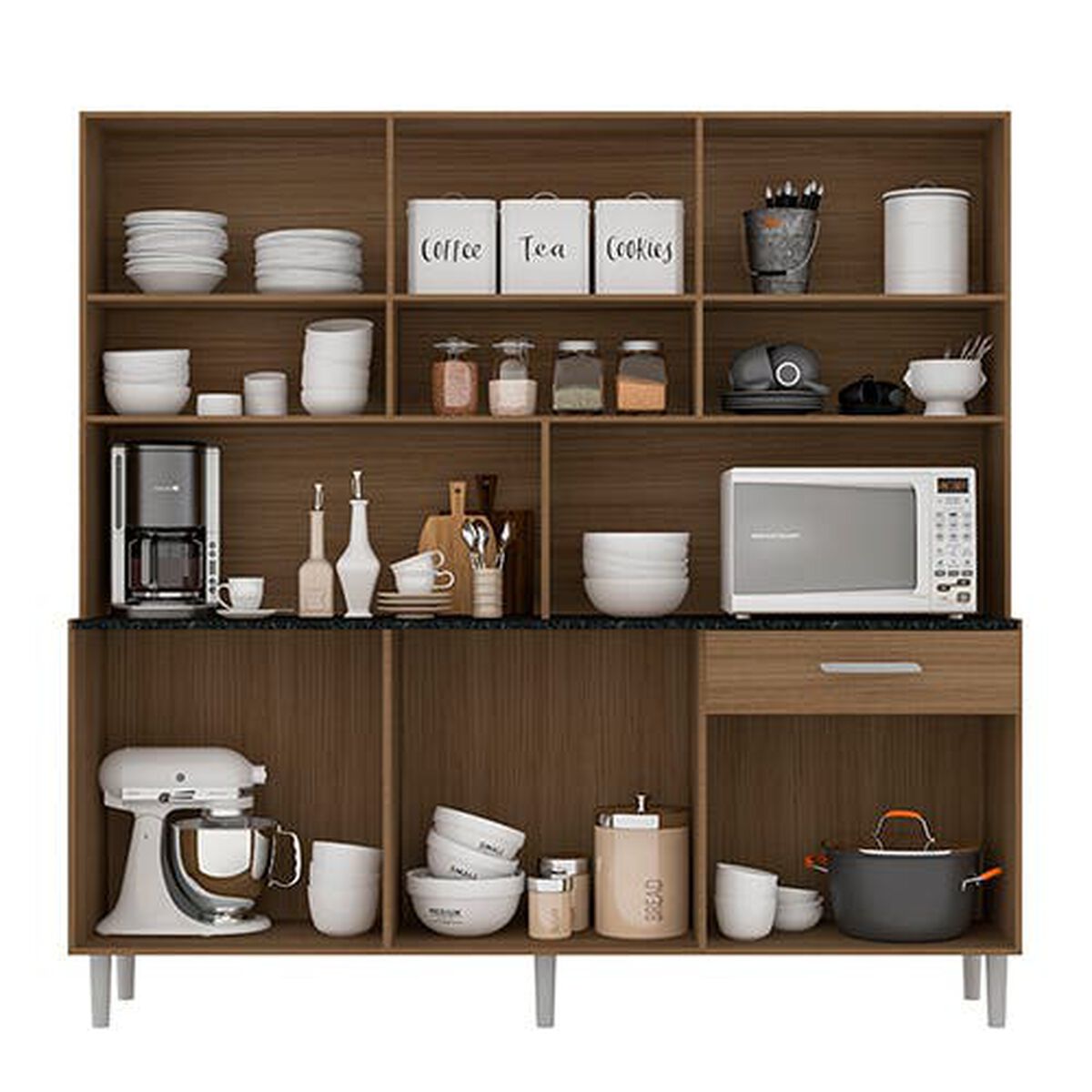 Mueble de Cocina Home Mobili Atlantis 1 Cajón 12 Puertas Café Blanco