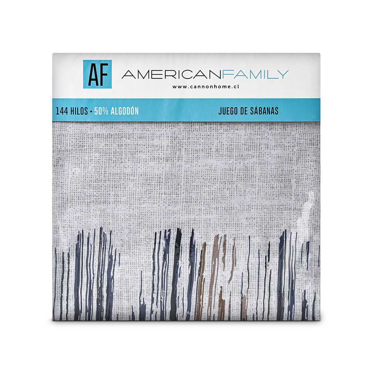 Juego de Sábanas Estampado American Family 144 Hilos 1,5 Plazas Bluestone