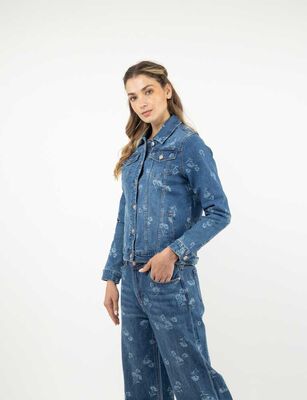 Imagen 1 del producto Chaqueta Flores Mezclilla Mujer Alma Indigo, Negro