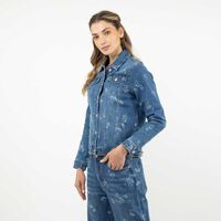 Chaqueta Flores Mezclilla Mujer Alma Indigo, Negro