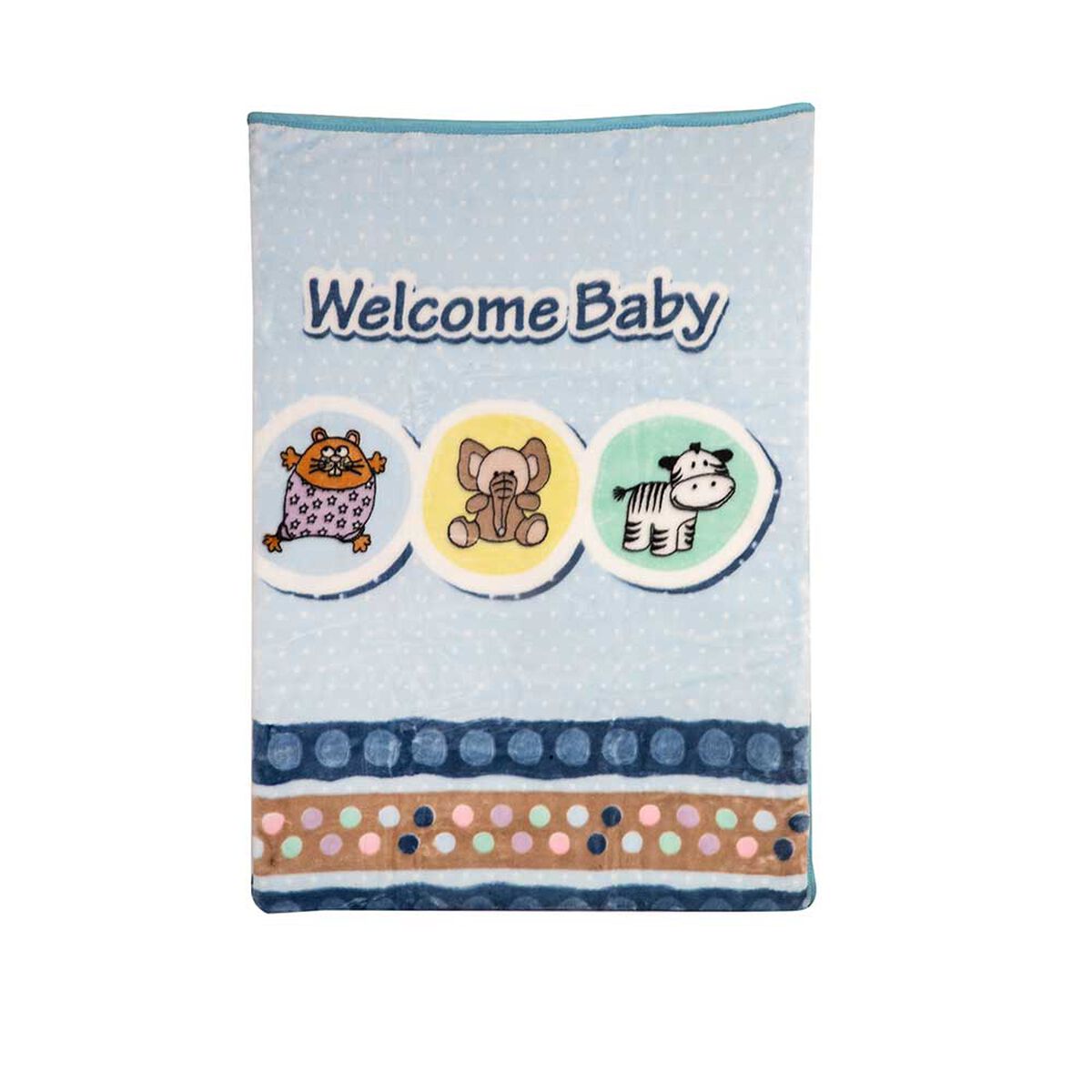 Frazada Reversible Bebe Animalitos Celeste Bebesit