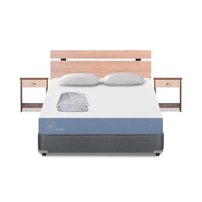 Cama Americana CIC 2 Plazas Excellence + Respaldo + 2 Veladores + Almohada + Plumón