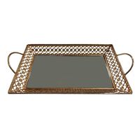 Bandeja Metal Vgo Espejada Rectangular 35 x 25 cm Dorado