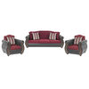 Juego de Living Innovamuebles New Bugambilia Sofá 3 Cuerpos + Dos Sillones 1 Cuerpo Burdeo