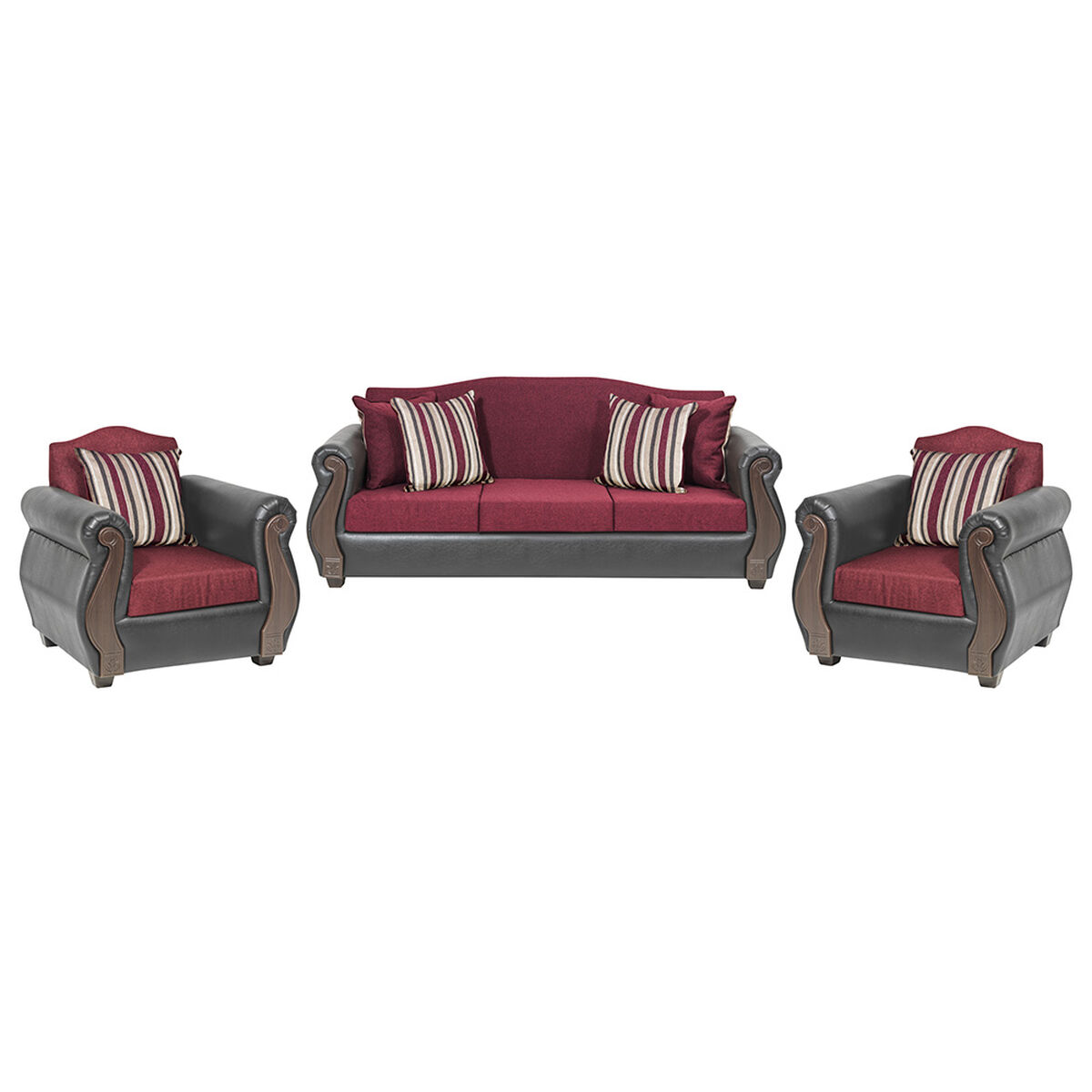Juego de Living Innovamuebles New Bugambilia Sofá 3 Cuerpos + Dos Sillones 1 Cuerpo Burdeo