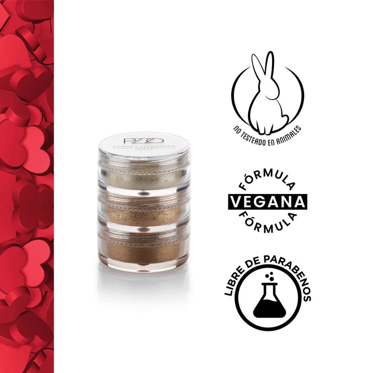 Pack 3 Unidades Sombra Pigmento Triple Glitter Gold Petrizzio