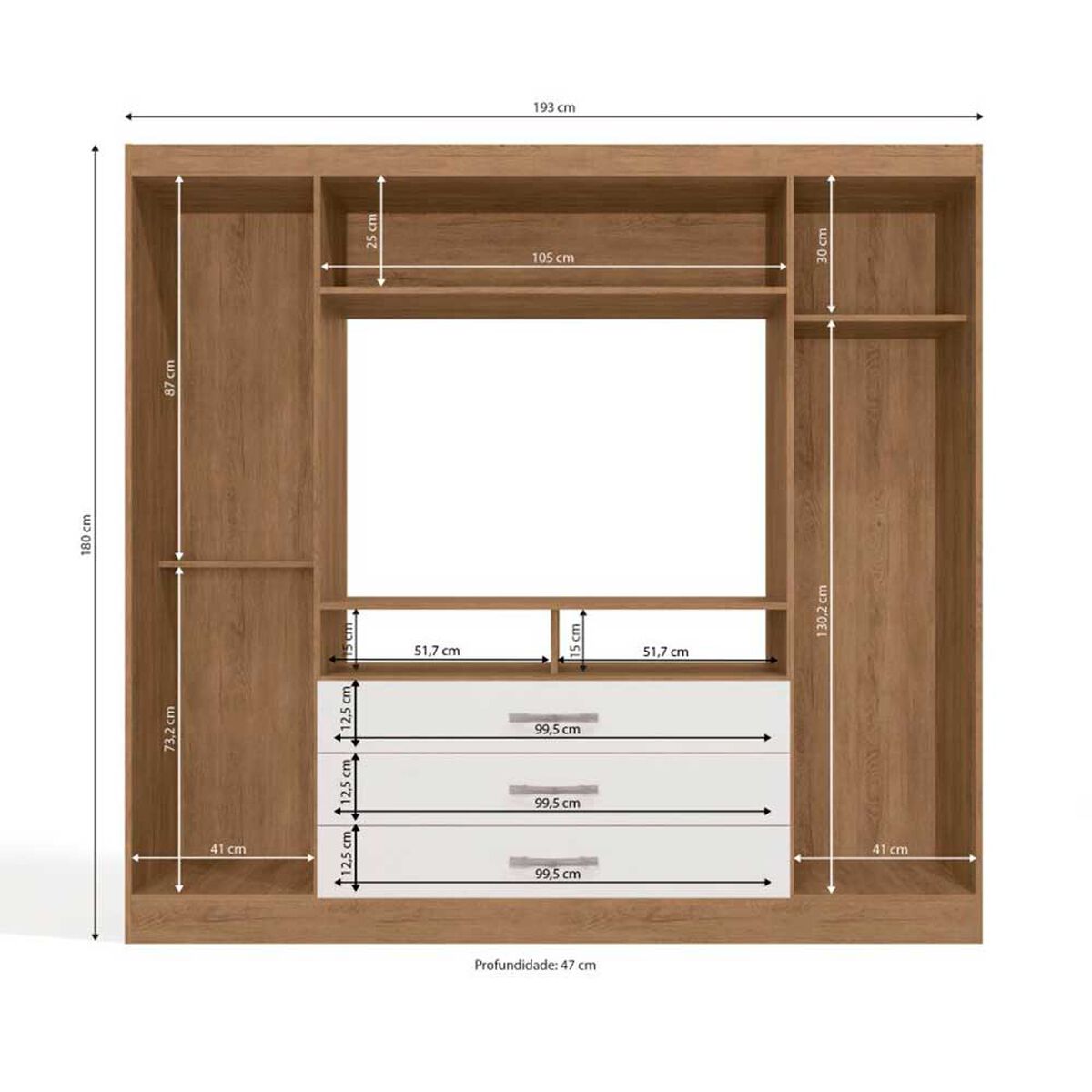 Closet Yardas Trinidad 2 Puertas 3 Cajones Freij&oacute; Blanco