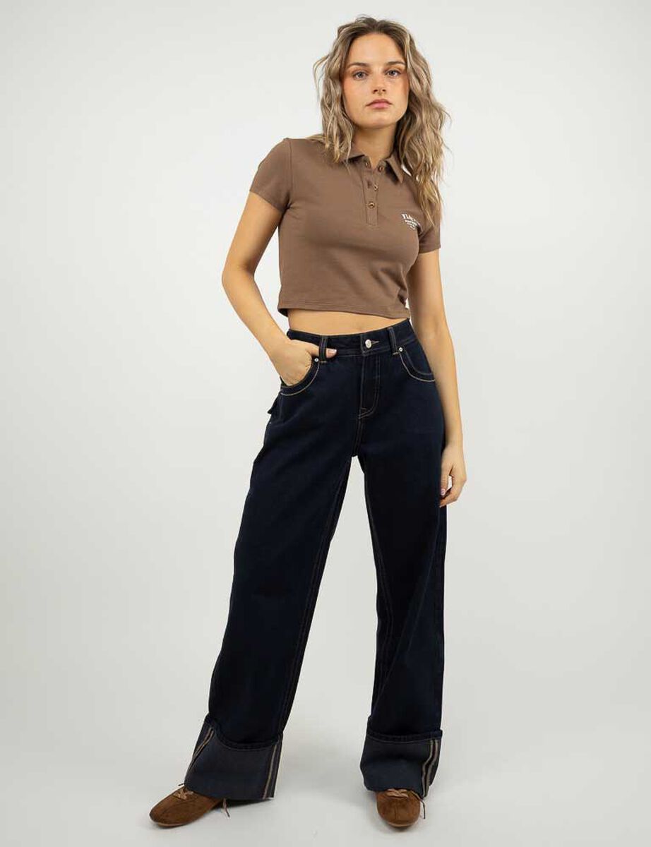 Polera Piqu&eacute; Crop Manga Corta Mujer Icono