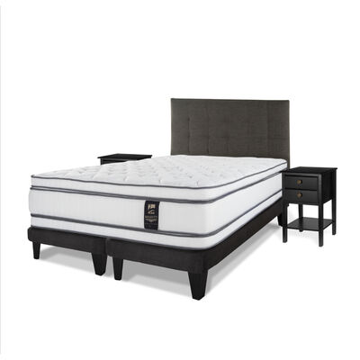 Cama Europea Flex King Majesty + 1 Respaldo + 2 Veladores