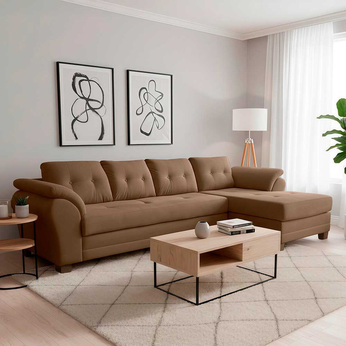 Sof&aacute; Seccional Living Factory Boston 5 Cuerpos Chocolate