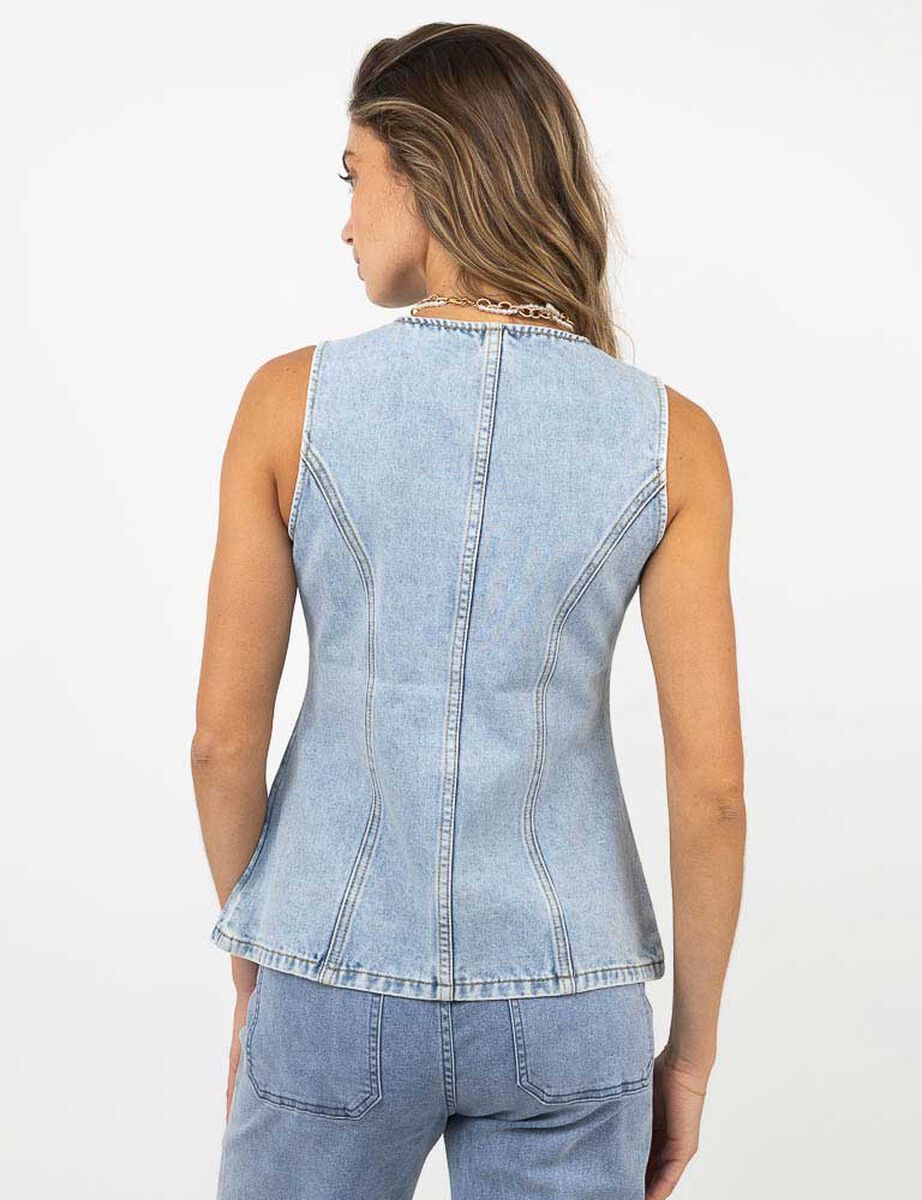 Blusa Denim Sin Mangas Mujer Zibel