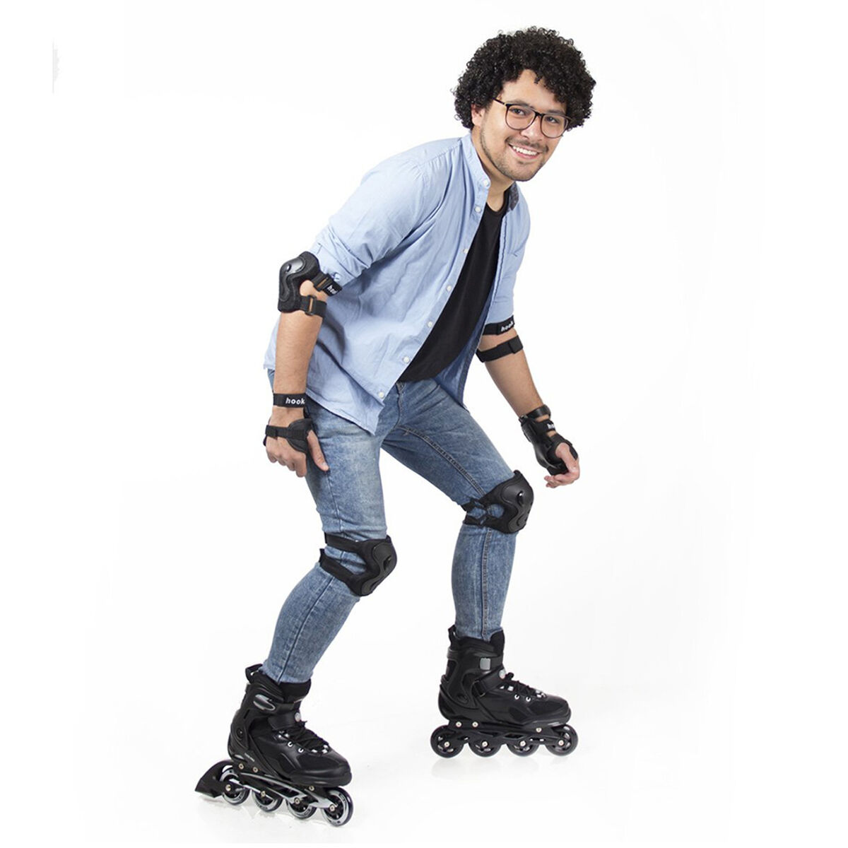 Patines Roller en línea Fitness Adulto Negro Talla M Hook