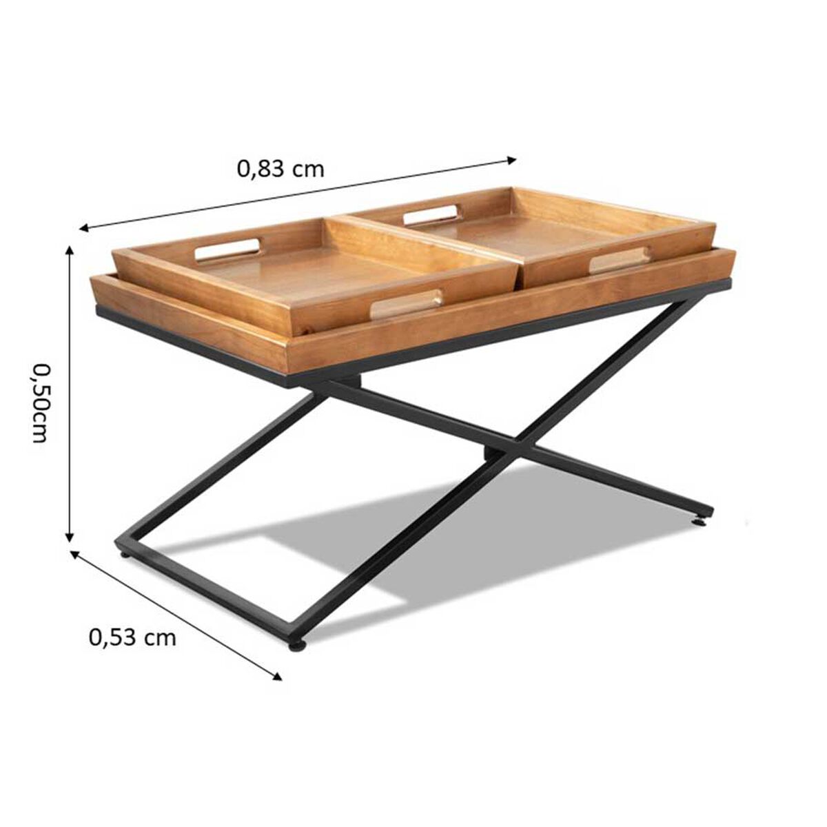 Mesa de Centro Mini Innovamuebles Monarca + 2 Bandejas Nogal Oscuro