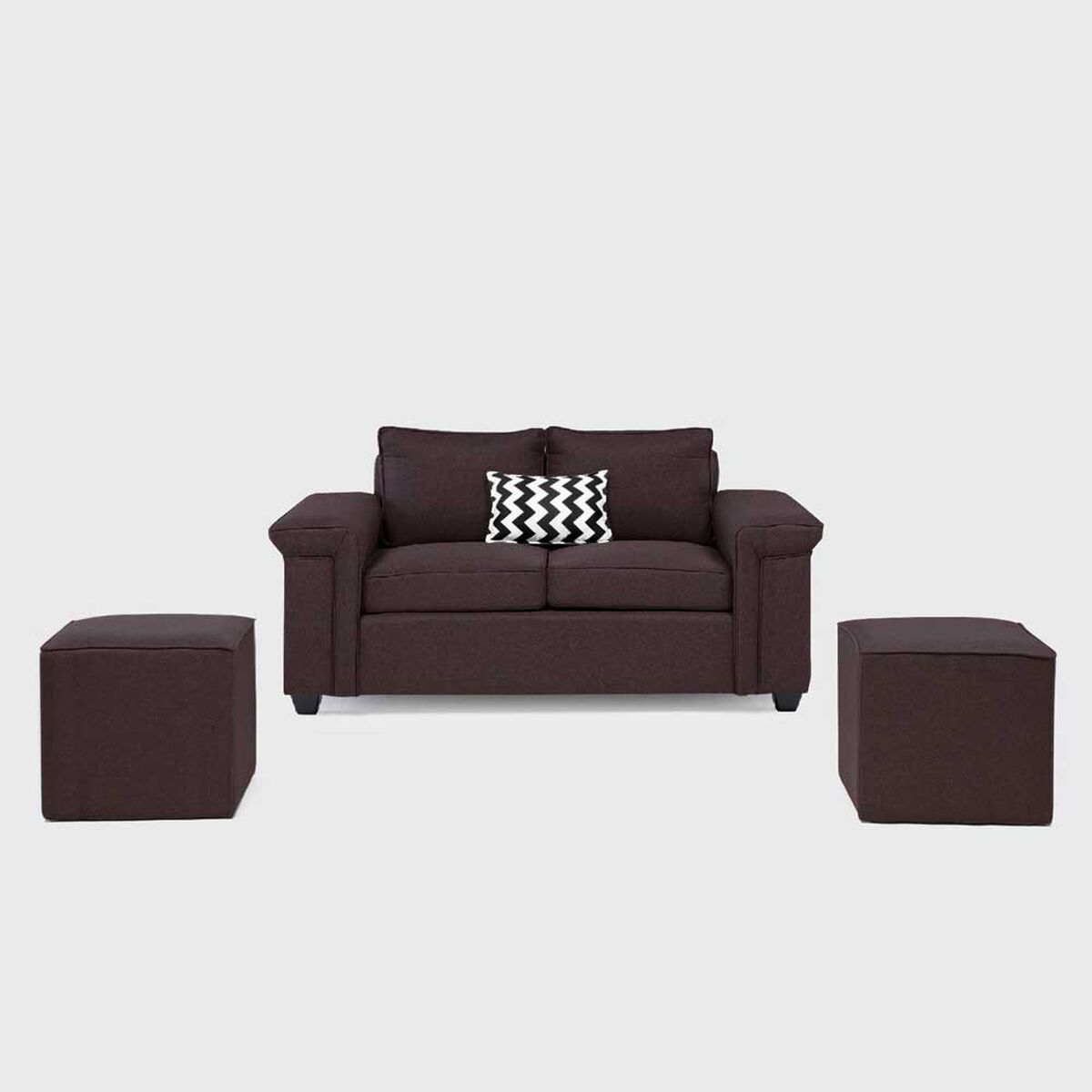 Sof&aacute; Mons Sicilia 2 Cuerpos + Dos Pouf 1 Cuerpo Chocolate