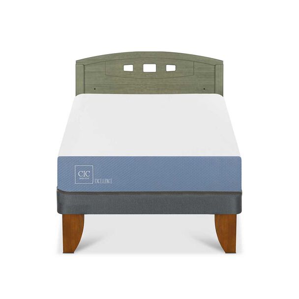 Cama Europea CIC 1,5 Plazas Excellence + Respaldo Gales Olivo