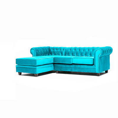 Sofá Seccional Barra Design Chesterfield Izquierdo 3 Cuerpos Turquesa