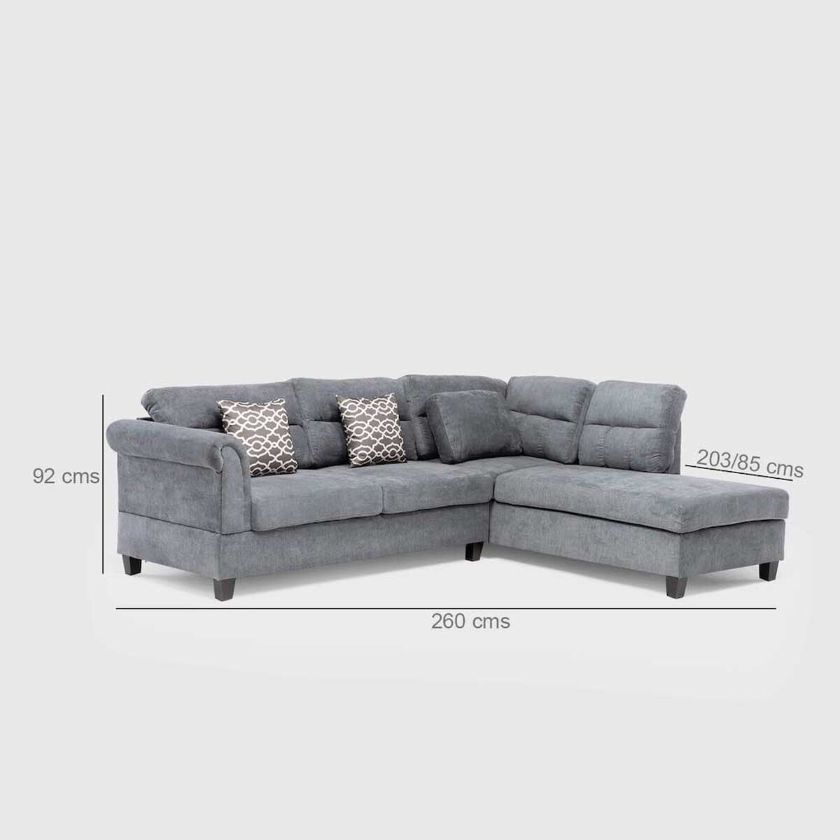 Sof&aacute; Seccional Derecho Daniels 4 Cuerpos Azul Gris&aacute;ceo