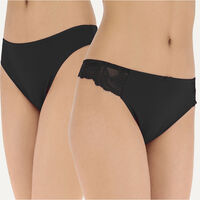 Pack 2 Calzones Colaless Mujer Flores Negro, Beige