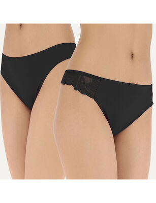 Imagen 1 del producto Pack 2 Calzones Colaless Mujer Flores Negro, Beige