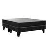 Combo Celta Cama Europea 2 Plazas New Atlantis Base Dividida 190 x 150 cm + Respaldo + 2 Veladores Casanova 2 Plazas Gris