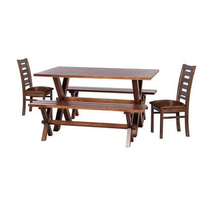 Imagen 1 del producto Juego de Comedor Latam Home Sevilla Murcia 2 Sillas + 2 Bancas Cuero Kentucky Café Moro