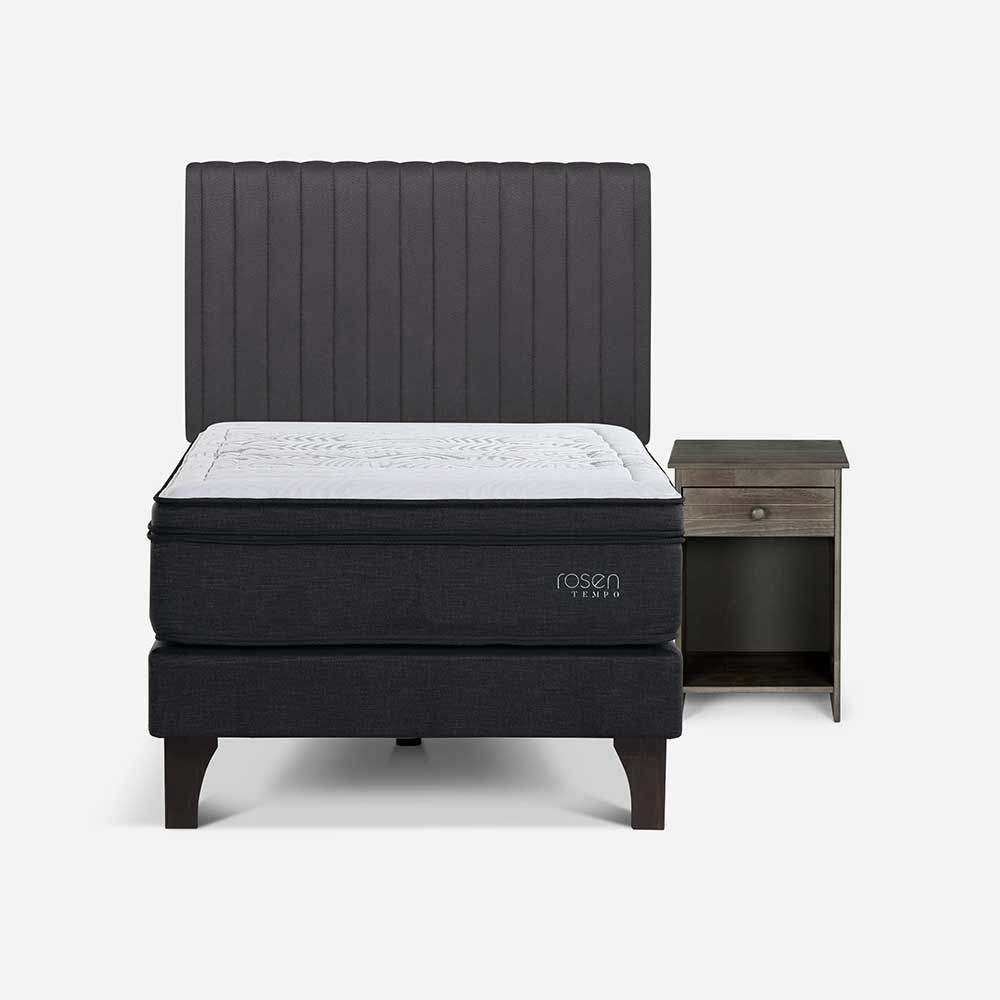 Cama Europea Rosen 1.5 Plazas Tempo + Set Lucio
