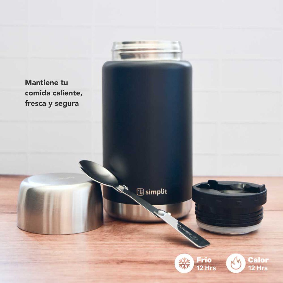 Termo de Comida Simplit Acero Inox 750 ml Negro