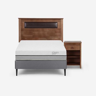 Cama Europea Rosen 1,5 Plazas Pratta + Respaldo + Velador Ferrera