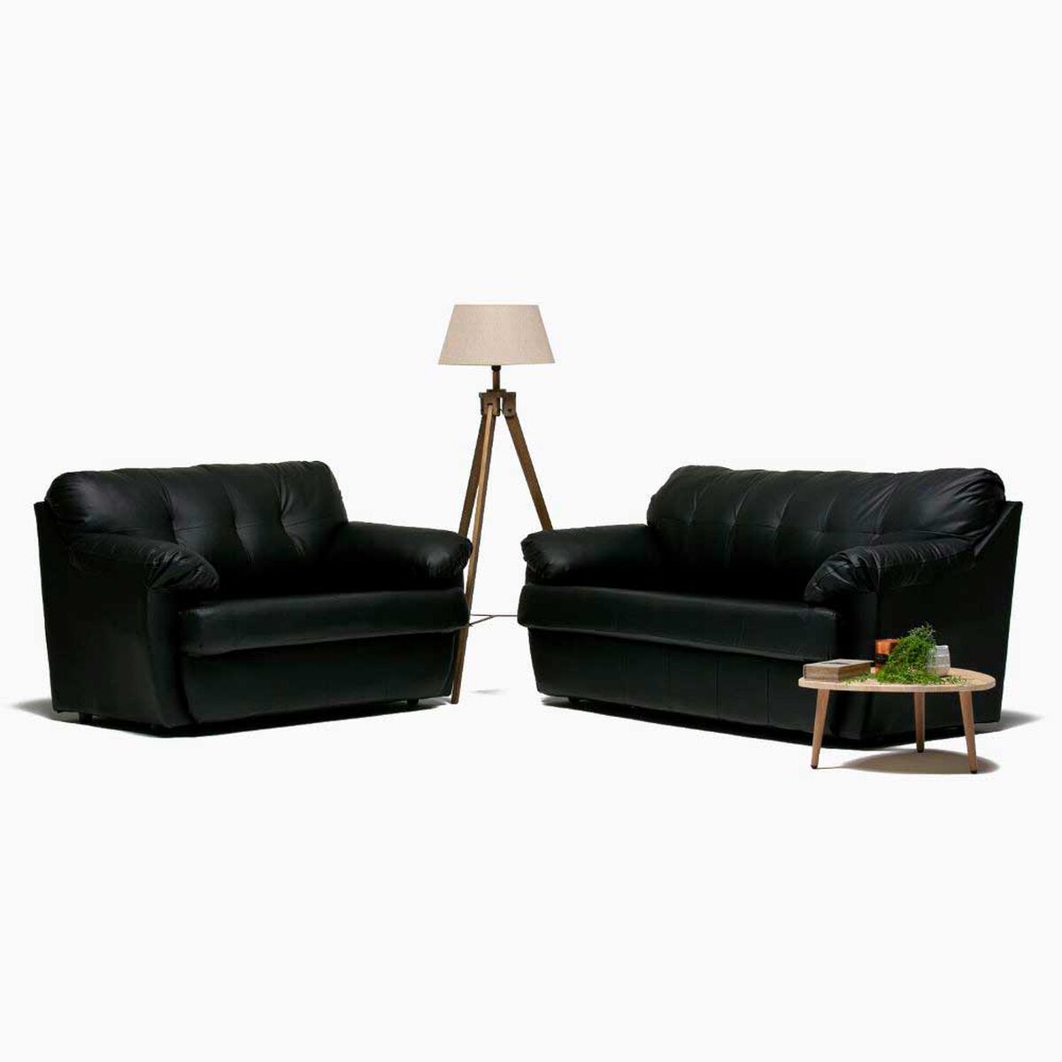 Juego de Living Cabsur Caburga Sofá 3 Cuerpos + Sofá 2 Cuerpos PU Negro